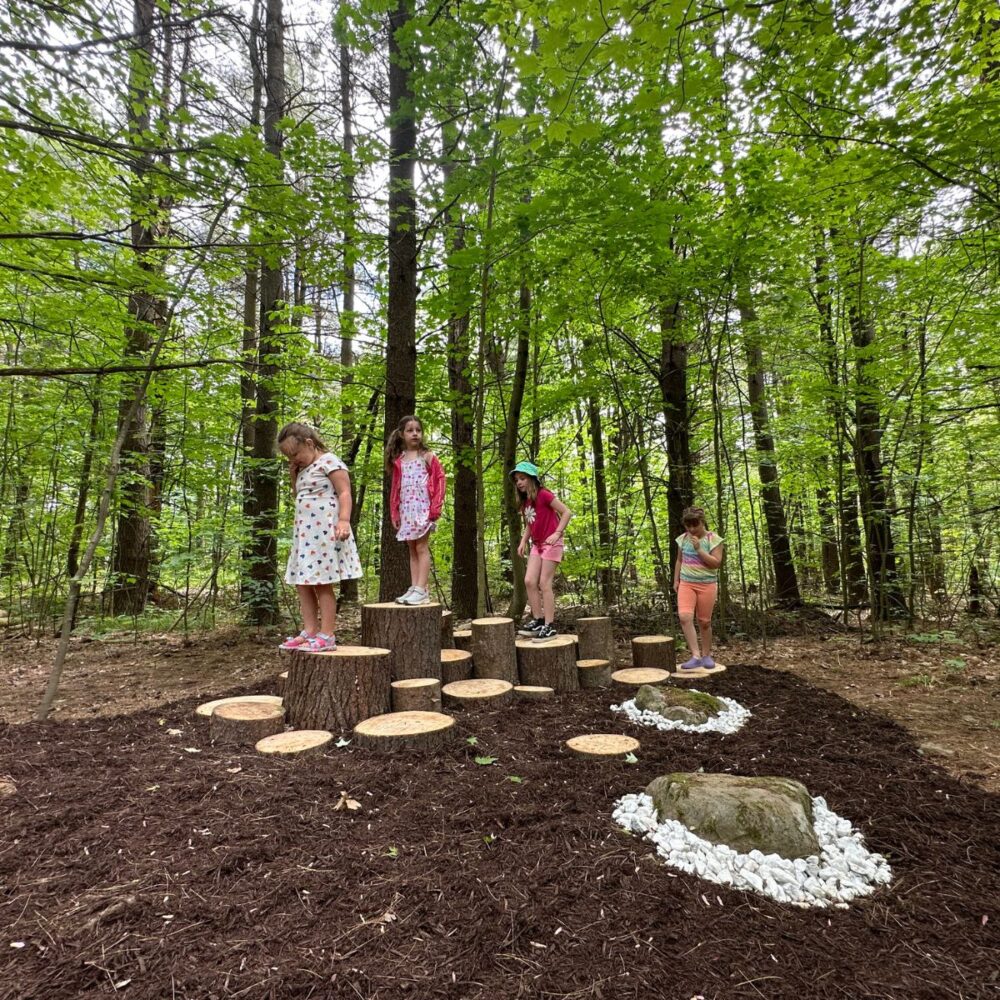 Children playing on stones