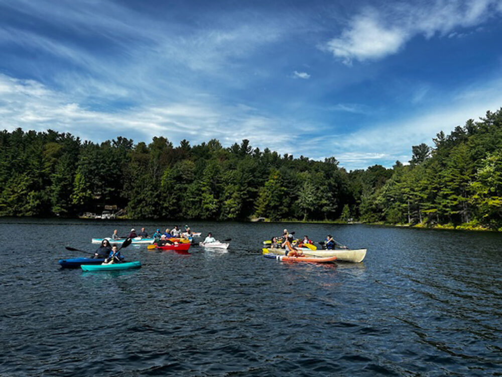 a group of Kayakers on a sunny day