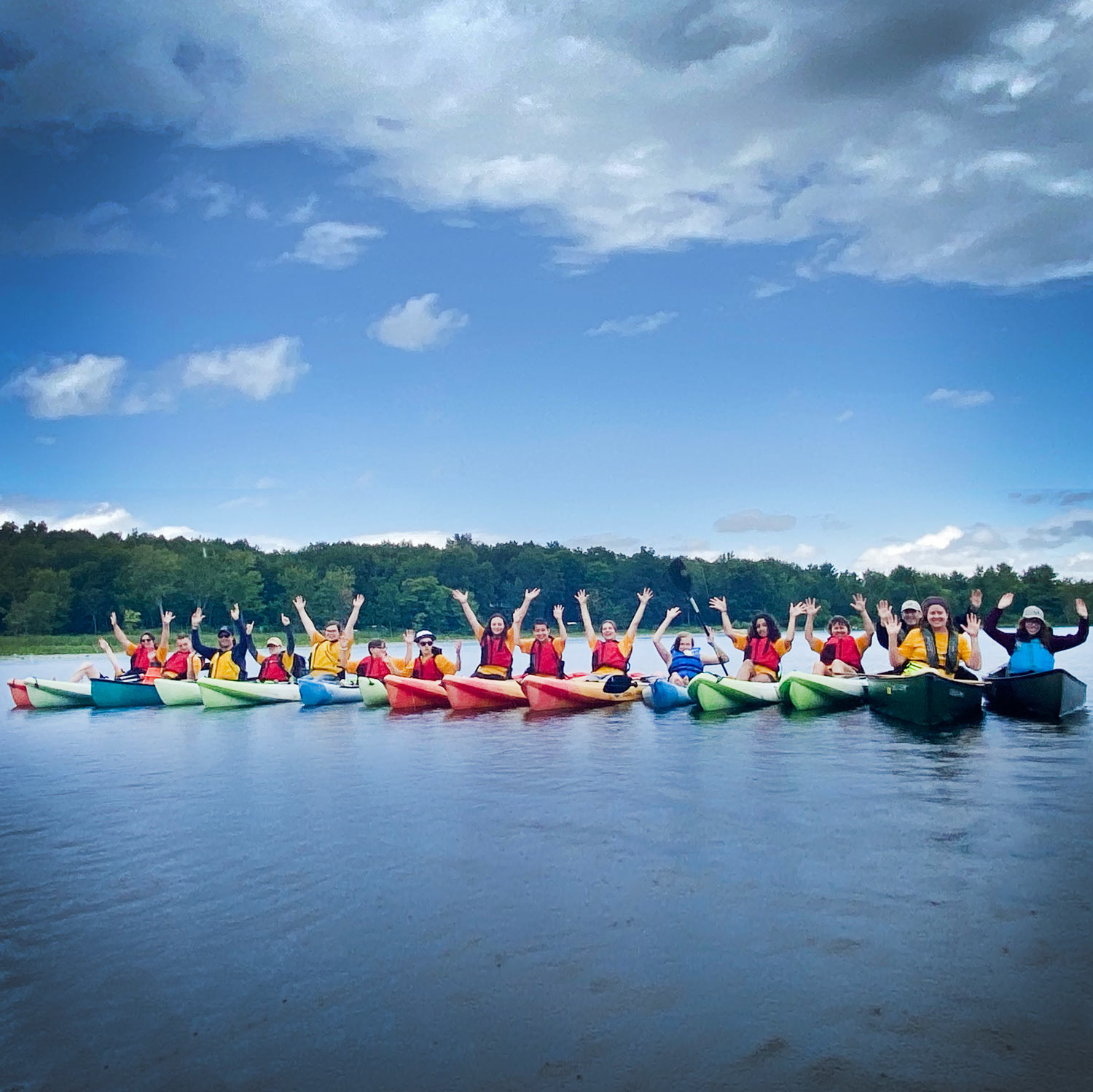 Students on Kayaks on Grass Lake